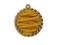 32mm Yellow Imitation Leather Wrapped Flat Round Golden Alloy Pendant